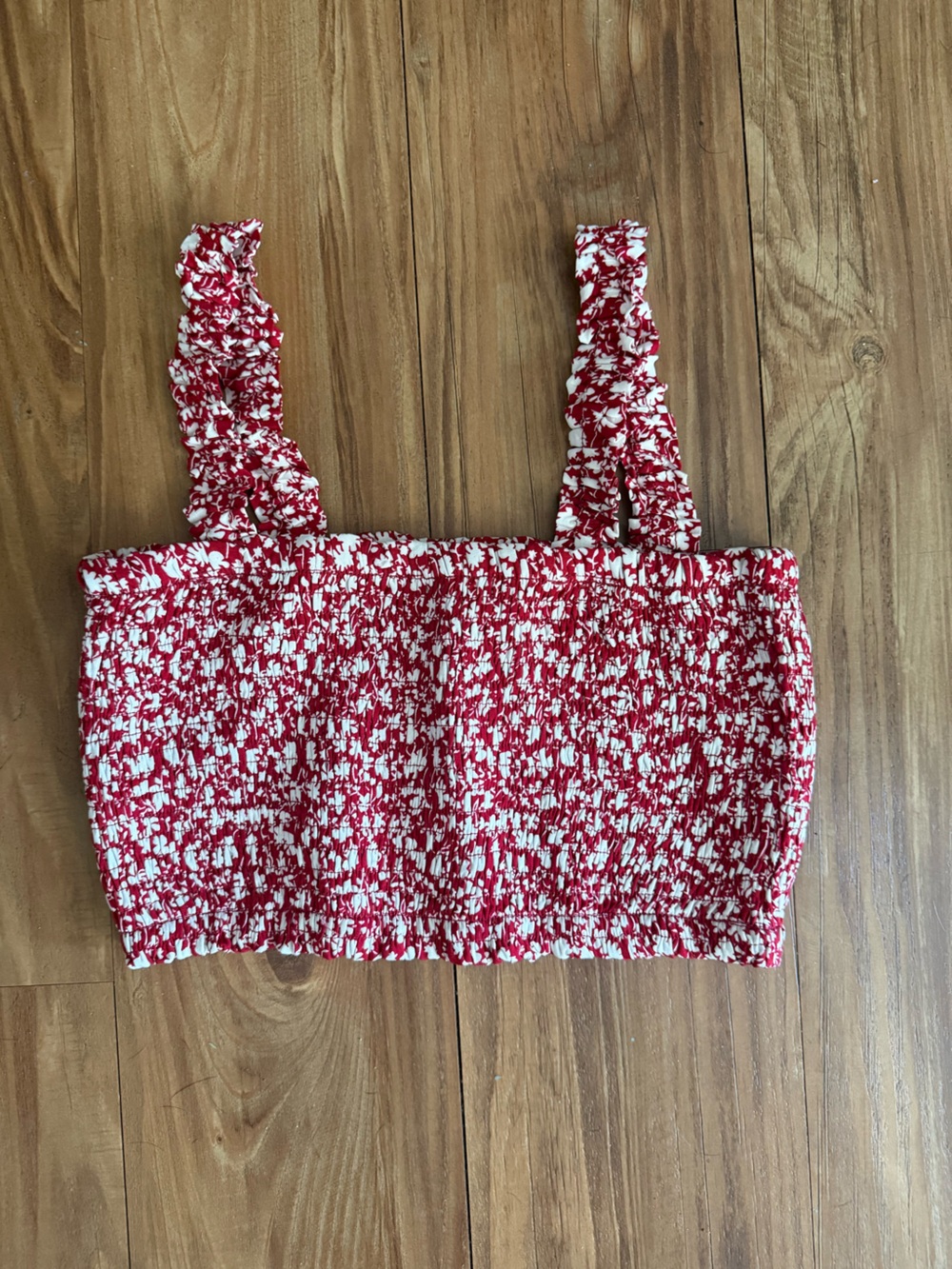 Pink Lily Red and White Floral Smocked Top